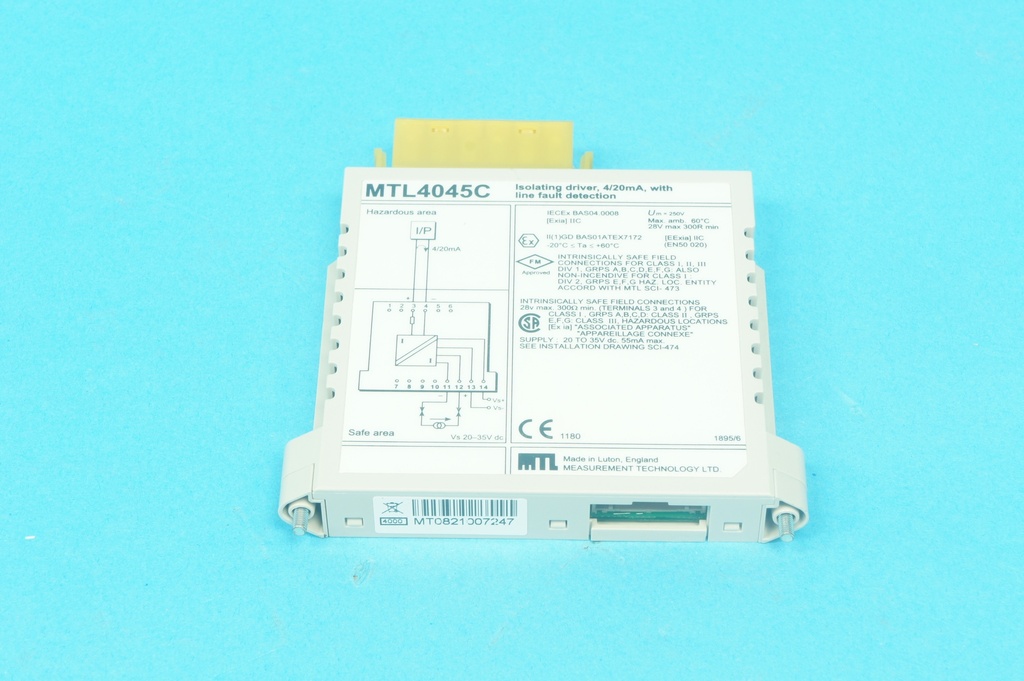 MTL Instruments MTL4045C isolating driver 4/20 mA with line fault detection