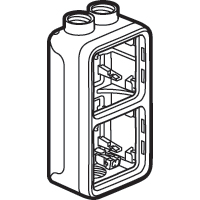 Plexo opbouwdoos met wartelingang M 20 voor 2 verticale mechanisme - grijs - IP 55 - IK 07 - 3 ingangen (2  boven/1 onder)