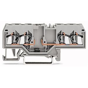 Moduleklem; 4-draads; met diode 1N4007; Anode links; voor draagrail 35 x 15 en 35 x 7,5; 2,5 mm²; CAGE CLAMP®; 2,50 mm²; grijs