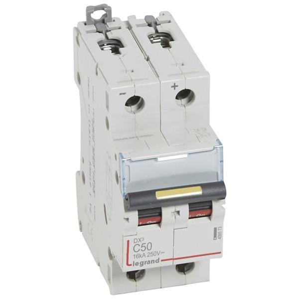 Automaat DX³ - 10/16kA - DC - 50A - 2 beschermde polen - 2 modules