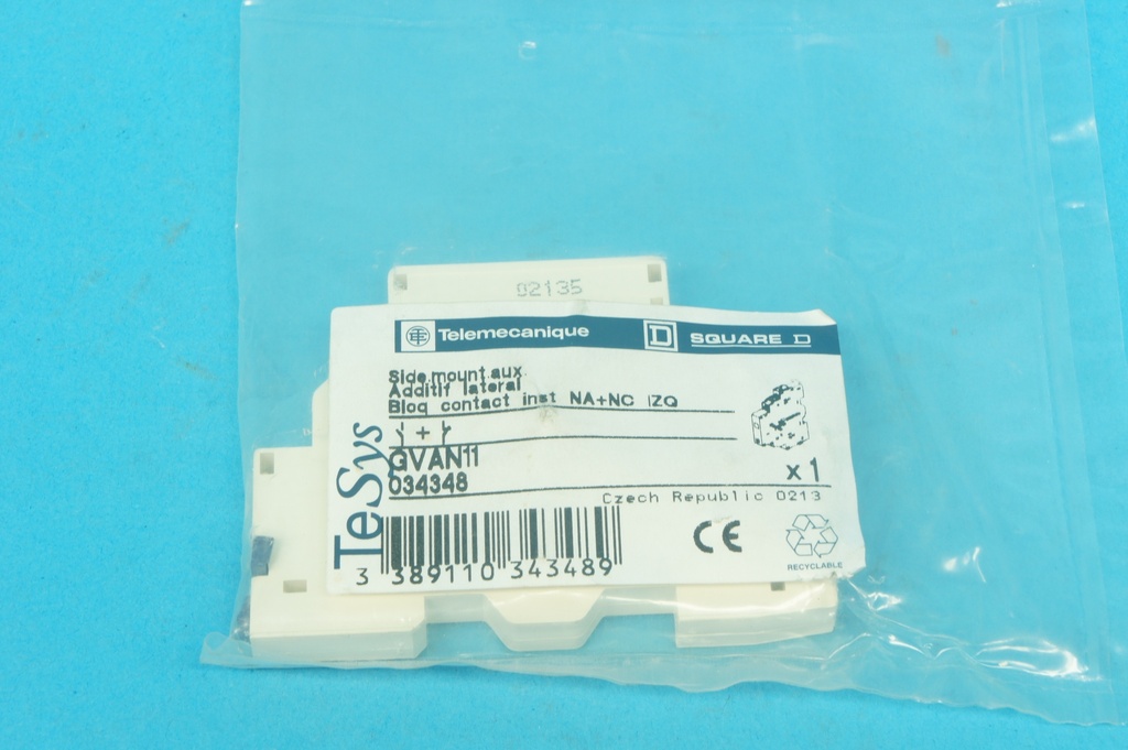 Telemecanique GVAN11 034348 auxiliary contact block with 1 NO + 1 NC contacts 6A 690 VAC new