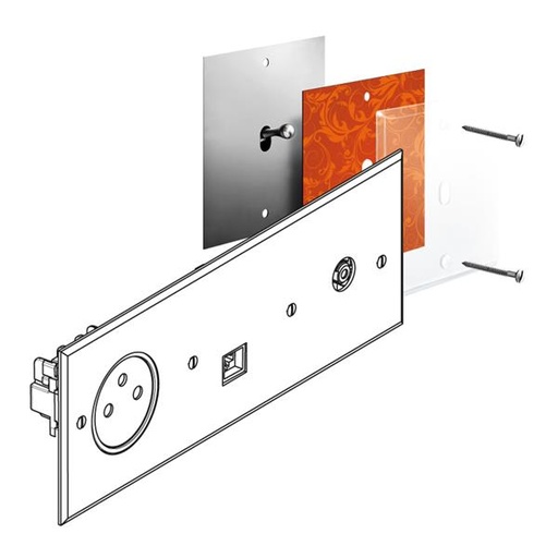 [AR67037] ART contactdoos 2P+A +TV +RJ45 FTP mémoire Kristal