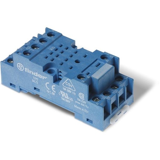 [94.72SMA-C] Finder 9472SMA Schroefaansluitvoet voor DIN-rail 35mm voor relais 55.32 8-polig