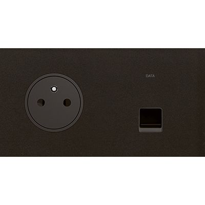 [AR67838] ART contactdoos 2P+A + RJ45 FTP épure Mat zwart