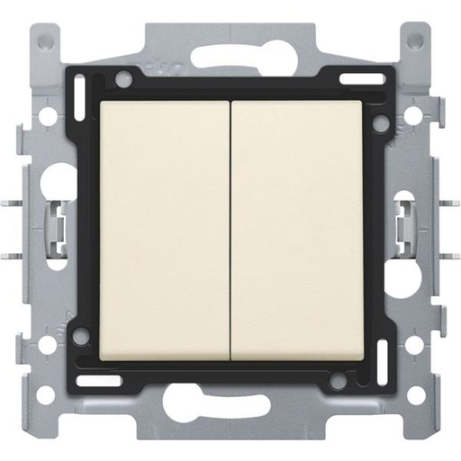 [100-62600] Dubbele wisselschakelaar, sokkel, schroefklemmen en afwerkingsset cream