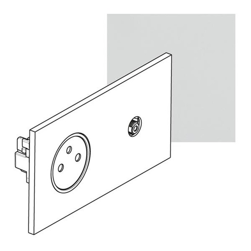 [AR67939] ART contactdoos 2P+A + TV épure Satijn wit