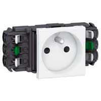 [077301] Mosaic standaard contactdoos speciaal DLP - 2P + A - 10/16 A - 250 V - 2 modules - wit - zonder houder - met steekklemaansluiting