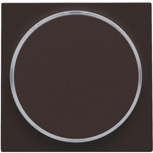 [124-64006] Afwerkingsset met doorschijnende ring zonder symbool voor drukknop 6 A met amberkleurige led met E10-lampvoet, dark brown