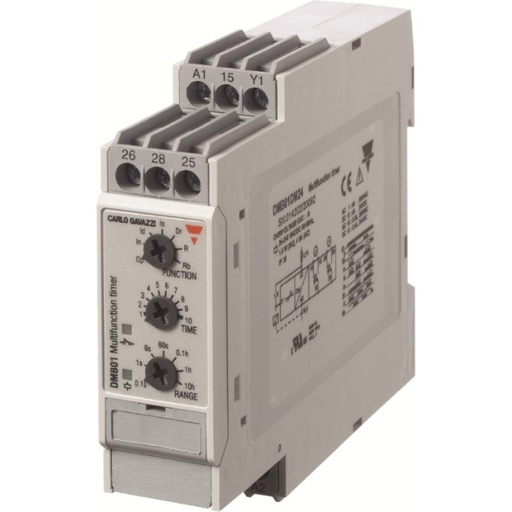 [DMB01CM24] CG TIJDRELAIS-MULTI-FUNCTIE-24VDC/24-240VAC-0.1 sec-100 uur-DIN-RAIL