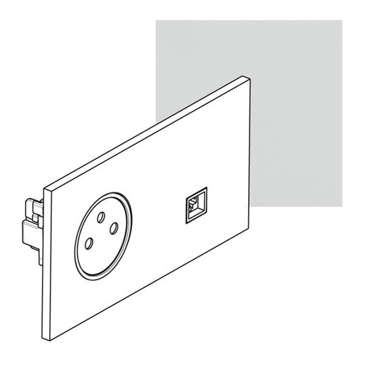 [AR67938] ART contactdoos 2P+A + RJ45 FTP épure Satijn wit