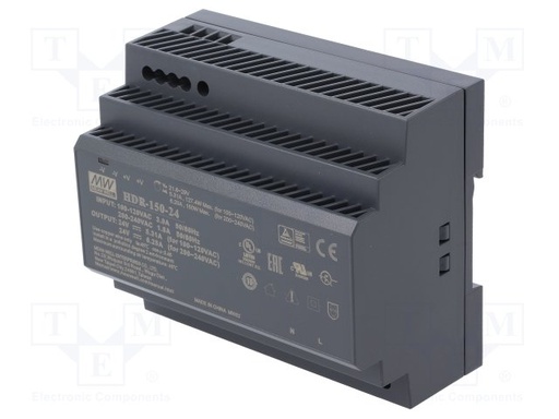 [HDR-150-24] Driver DIN-Rail 150W 24VDC Modulair