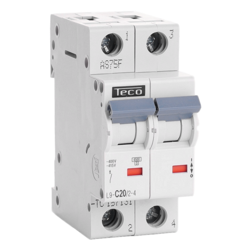 [L9-C20/2-4-B] Teco L9C2024 157131 automaat 2P 20A 4,5kA Curve C (zonder verpakking)