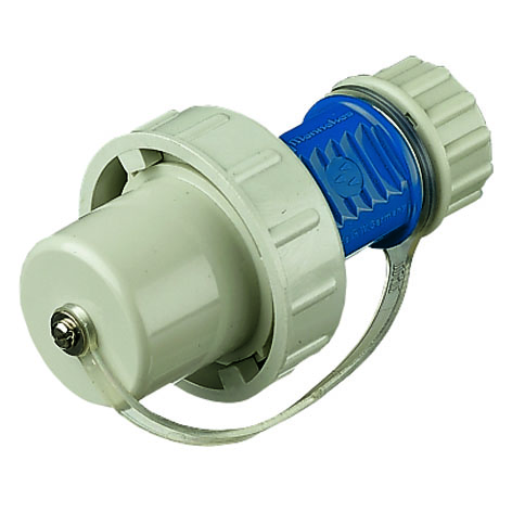 [10828] Contactstop SCHUKO 16A 2P+A 230V blauw/grijs IP68 met bajonetring + afdichtkap