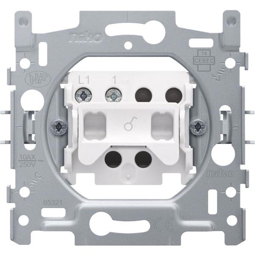 [170-01100] Sokkel voor enkelpolige schakelaar of enkelpolige controleschakelaar, 10 AX/250 Vac, schroefklemmen