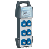 [058941] Zwerfkast zonder snoer 6 contactdozen - 230V - 16A - 2P+A - IP44 + differentieel automaat 2P 30mA - P17