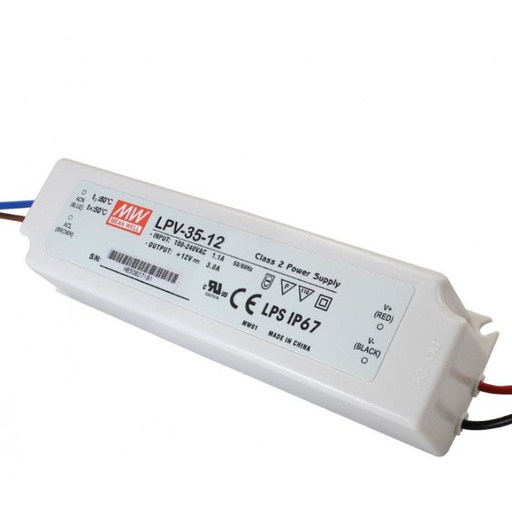 [LPV-35-12] MEAN WELL LED voeding IP67 35W 12VDC