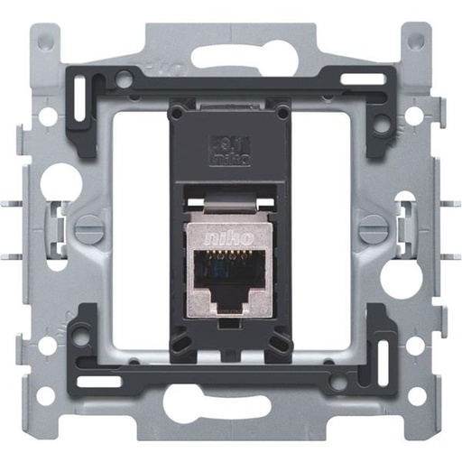 [170-65177-A] 1 RJ45-aansluiting STP cat. 6A, vlakke uitvoering, incl. inbouwraam 60 x 71 mm met klauwbevestiging