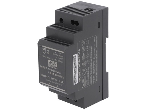 [HDR-30-24] Driver DIN-Rail 30W 24VDC Modulair