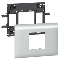 [011212] mosaic houder aluminium - enkel - 2 modules voor wandgoot DLP aluminium  met deksel 85 mm