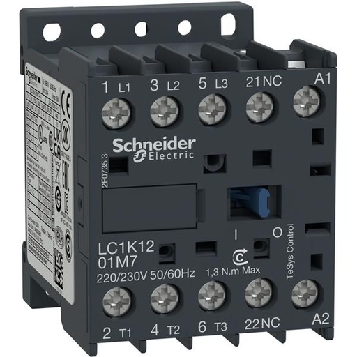 [LC1K1201V7] contactor TeSys LC1-K - 3P - AC-3 440 V 12 A - spoel 400 V AC