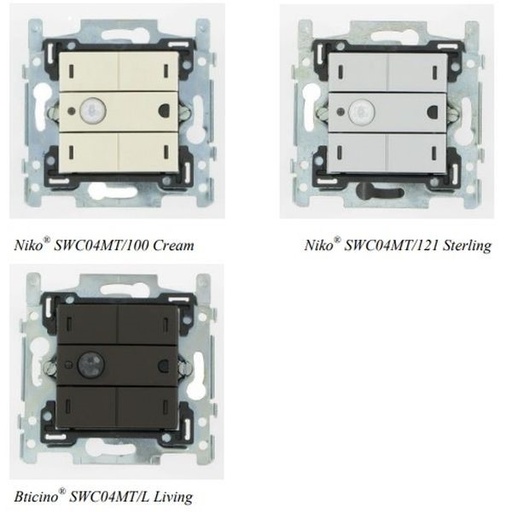 [SWC04MT/161] Schakelaar-Beweging-Thermostaat 3-toets Niko Black Coated 161 RGB