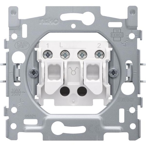 [170-01500-CC] Sokkel voor serieschakelaar, 10 AX/250 Vac, schroefklemmen (Zonder klauwen)