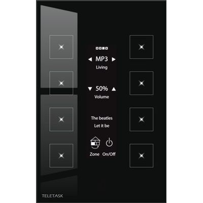 [TDS12022BL-C] Touch panel,8 toetsen en OLED-display,frontpaneel volledig uit glas zwart