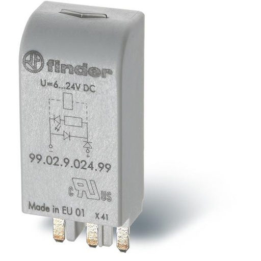 [99.02.9.024.99-C] Finder 9902902499 LED+ vrijloopdiode standaardpolariteit (+A1) 6-24V DC, groen