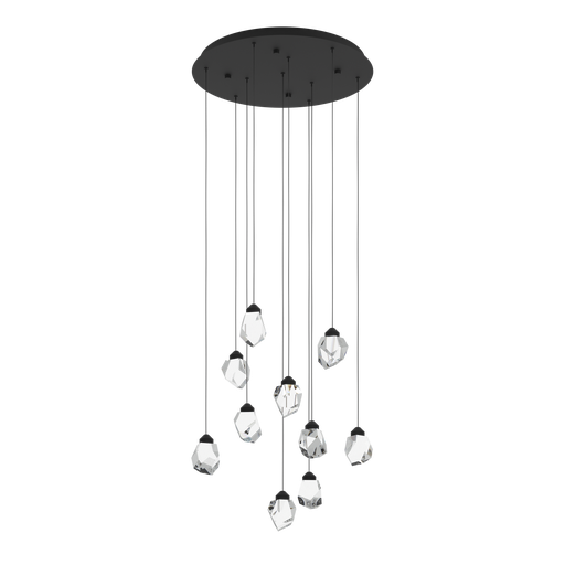 [390356] SINDICAT hanglamp staal zwart / Kristal helder H: 1500 mm | Ø 580 mm, De behuizing: staal /zwart Glas/kap: Kristal helder  Fitting: LED Soort verlichtingsmiddel: LED Watt: 10X3W Lumen: 3500 Kelvin: 3000K Lichtkleur: WARM WHITE Lichtbron(nen): inclusief