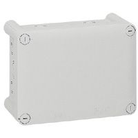 [092044] Aftakdoos Plexo rechthoekig IP 55 - waterdicht - grijs RAL 7035 - 20 indrukbare ingangen - deksel met kwartslagsluiting - afmetingen 155 x 110 x 74 mm