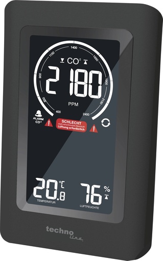 [WL1030] Technoline luchtkwaliteitsmonitor CO2 meter zwart