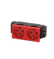 [074195-C] Mosaic contactdoos 2x 2P+A + polarisatie - DLP 10/16A - 250V (Franse norm) rood