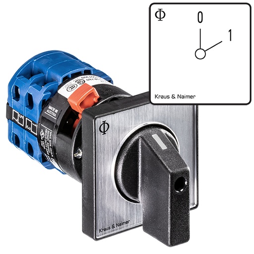[CA10A201FT2-C] Kraus & Naimer CA10.A201.FT2 70002029 omschakelaar/ Aan/Uitschak. 20A 2pol. 60° 0-1 frontinb. 1 gats IP66