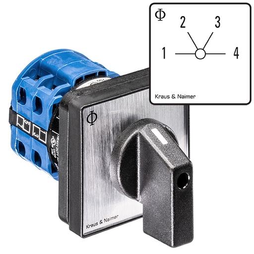 [CA10A231EF-C] Kraus & Naimer CA10.A231.EF 70002655 stappenschakelaar 20A 1pol. 60° 1-4 4 gats IP66 (zonder label)