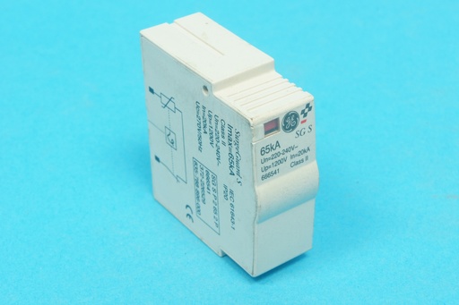 [666541-B] GE 666541 SG SP 2 65 2 P 372-226529 SurgeGuard S plug-in without base 1-pole surge arrester 20kA (max. 65kA) class II 220-240 VAC (open box/the body is a little dusty)