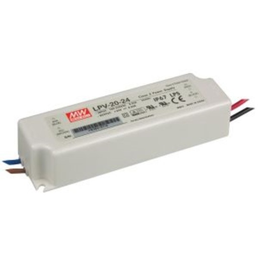 [LPV20-24] LED voeding 24VDC 20W IP67 incl. 30 cm kabel in/out