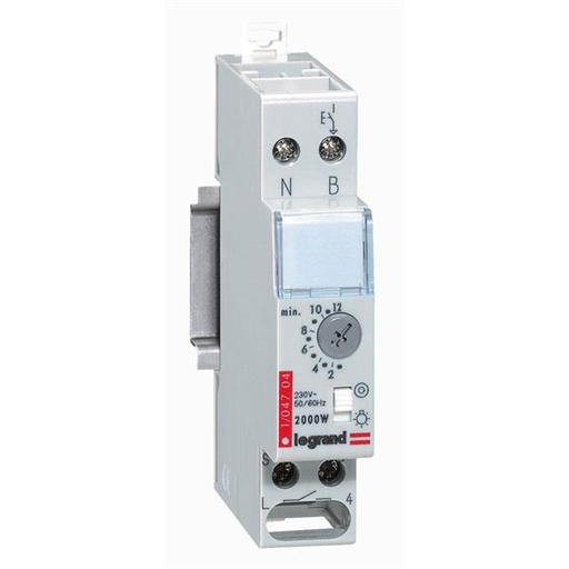 [004704] Trappenhuisautomaat multifunctioneel - elektronisch - voeding 230 V - 16 A - 1 module van 17,5 mm - instelbaar van 30 sec. tot 12 min. - contact 250 V